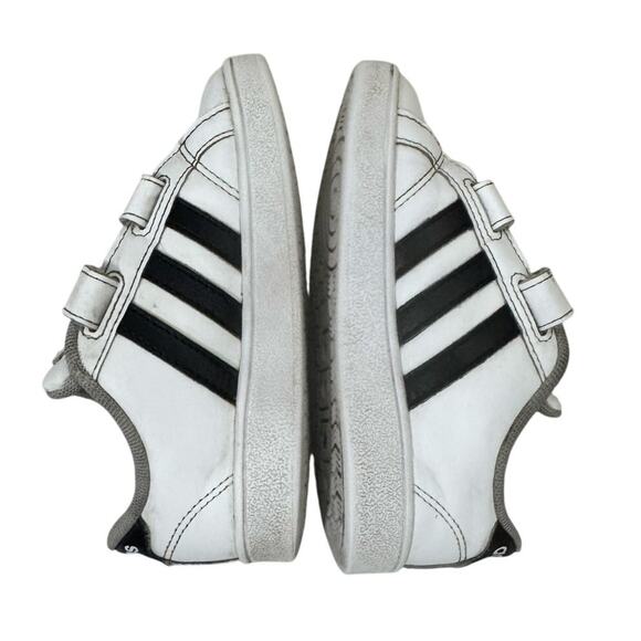 Adidas Kids Advantage Sneakers Velcro White Black Stripes Size 9K Toddler Boy - Picture 4 of 9